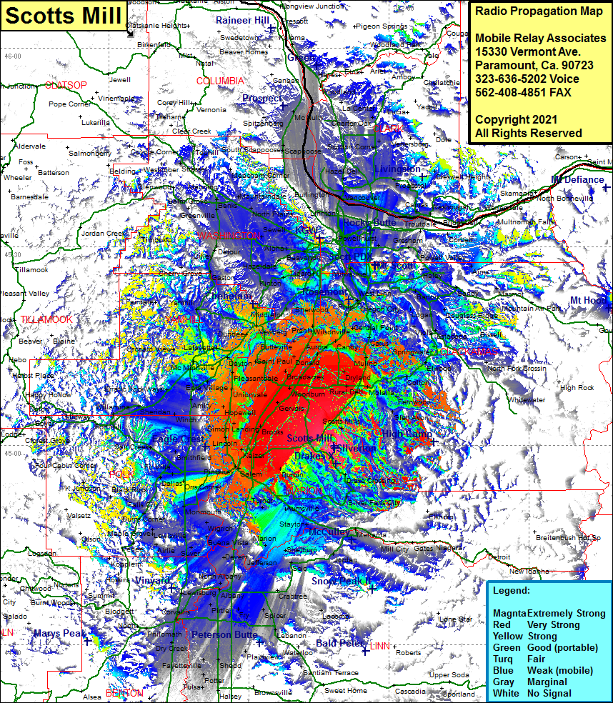 heat map radio coverage Scotts Mill